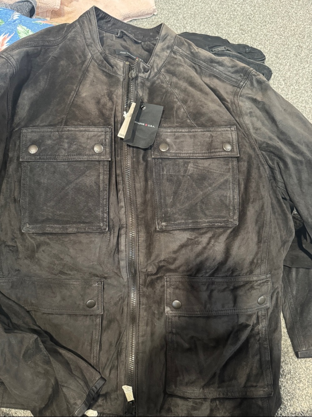 John Varvatos Brown Suede Field Jacket